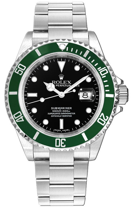 Rolex Submariner Date Green Aluminum Bezel Men's Luxury Watch 16610LV