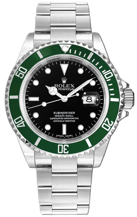 Rolex Submariner Date Green Aluminum Bezel Men's Luxury Watch 16610LV