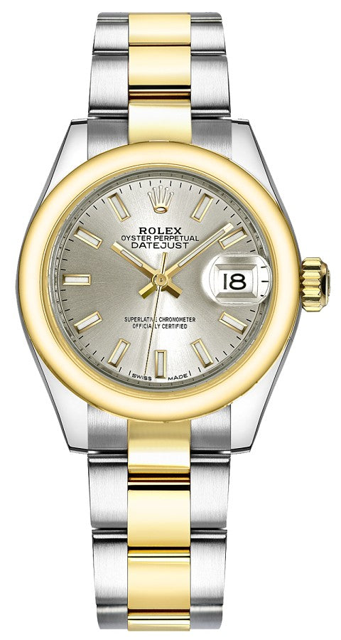 Rolex Lady-Datejust 28 Silver Dial Oyster Bracelet Watch 279163