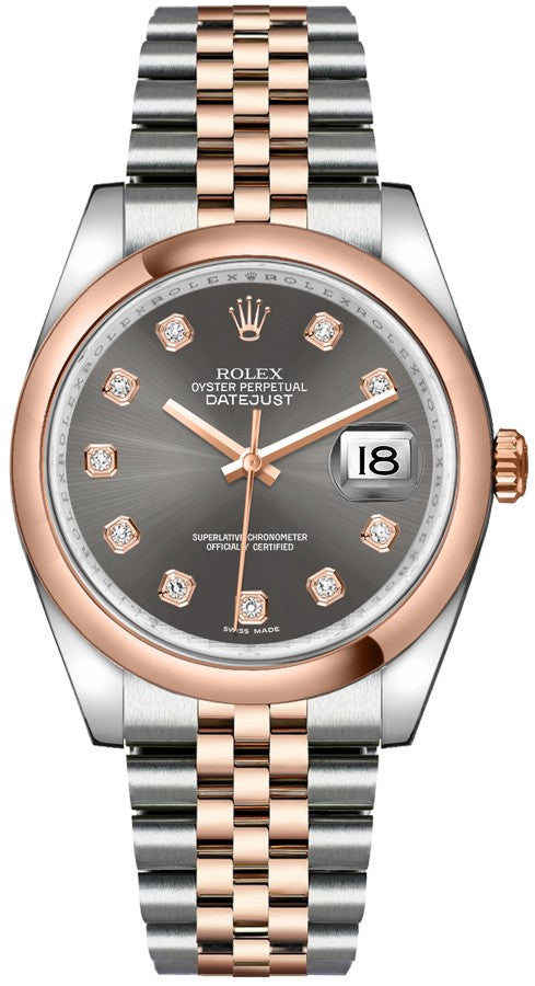 Rolex Datejust 36 Rose Gold Bezel Watch 116201-0065