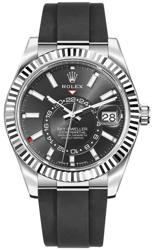 Rolex Sky-Dweller 18k White Gold Oysterflex Men's Watch 336239-0002