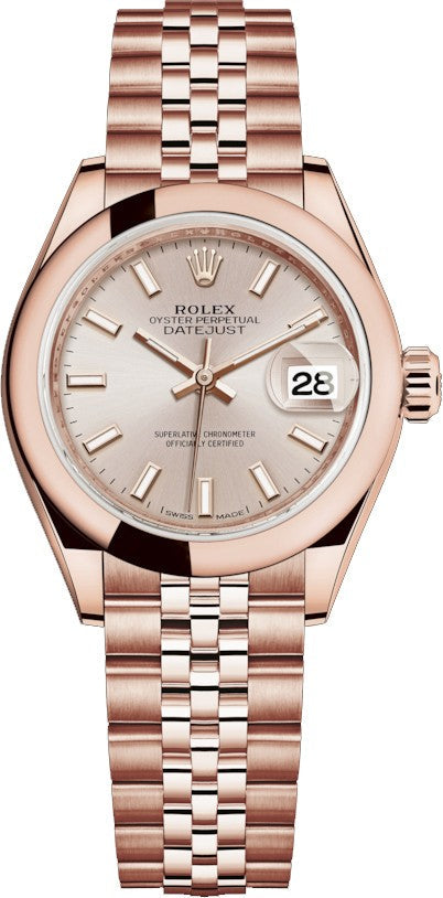 Rolex Lady-Datejust 28 Jubilee Bracelet Rose Gold Watch 279165-0003