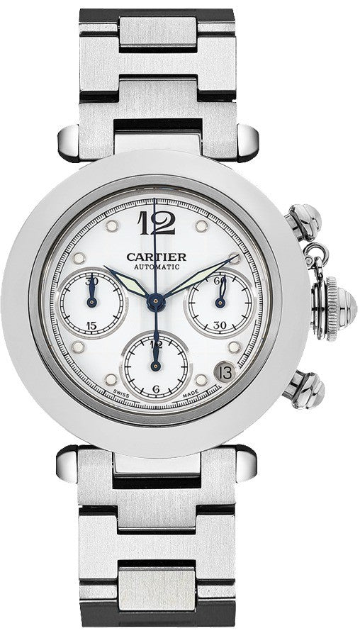 Cartier Pasha Men's Watch Midsize White Dial Watch W31039M7