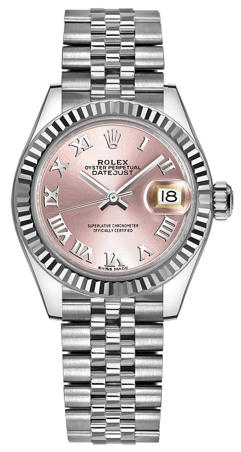 Rolex Lady-Datejust 28 Pink Roman Numeral Women's Watch 279174-0017