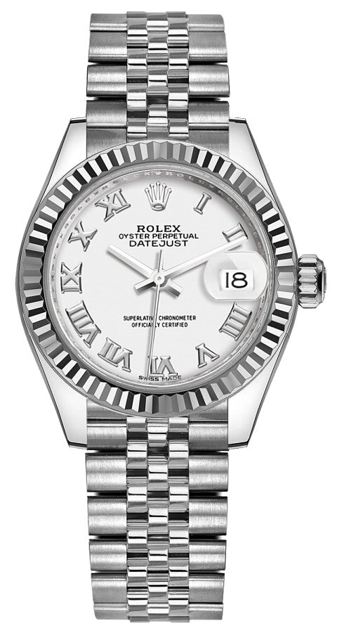 Rolex Lady-Datejust 28 White Roman Numeral Women's Watch 279174-0019
