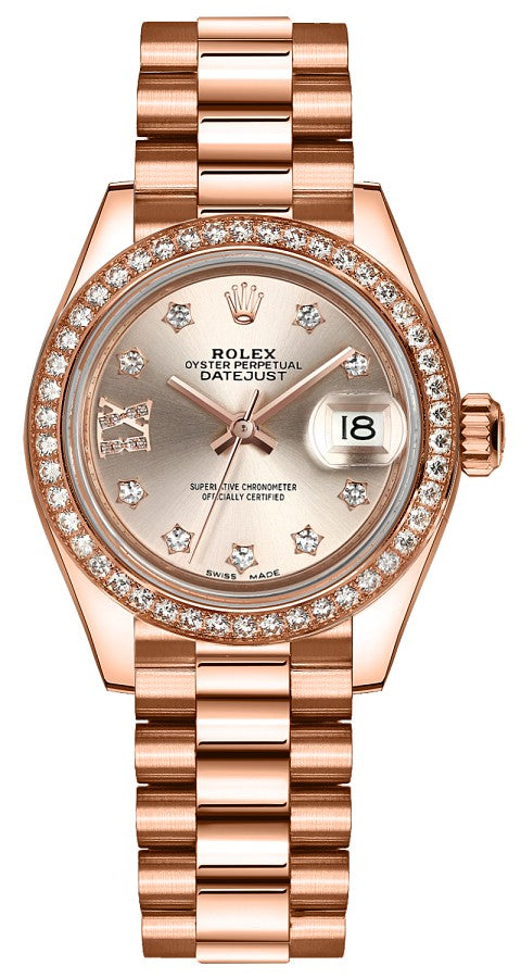 Rolex Lady-Datejust 28 Diamond Rose Gold Watch 279135RBR-0003