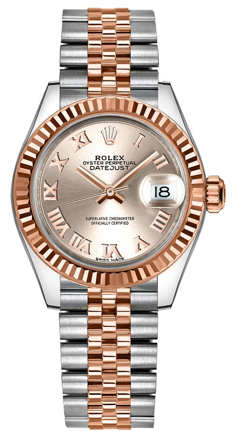 Rolex Lady-Datejust 28 Roman Numeral Dial Gold & Steel Watch 279171-0005