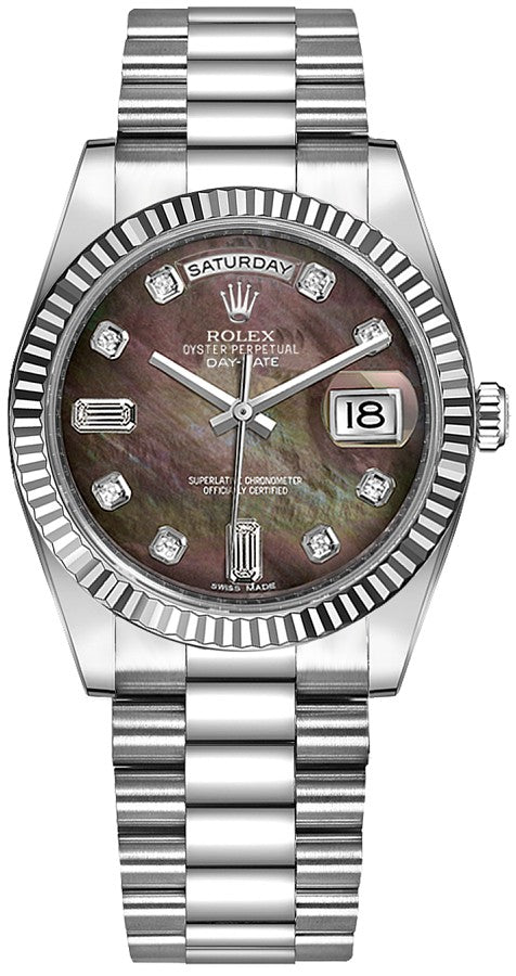 Rolex Day-Date 36 White Gold President Bracelet Diamond Watch 118239-0076