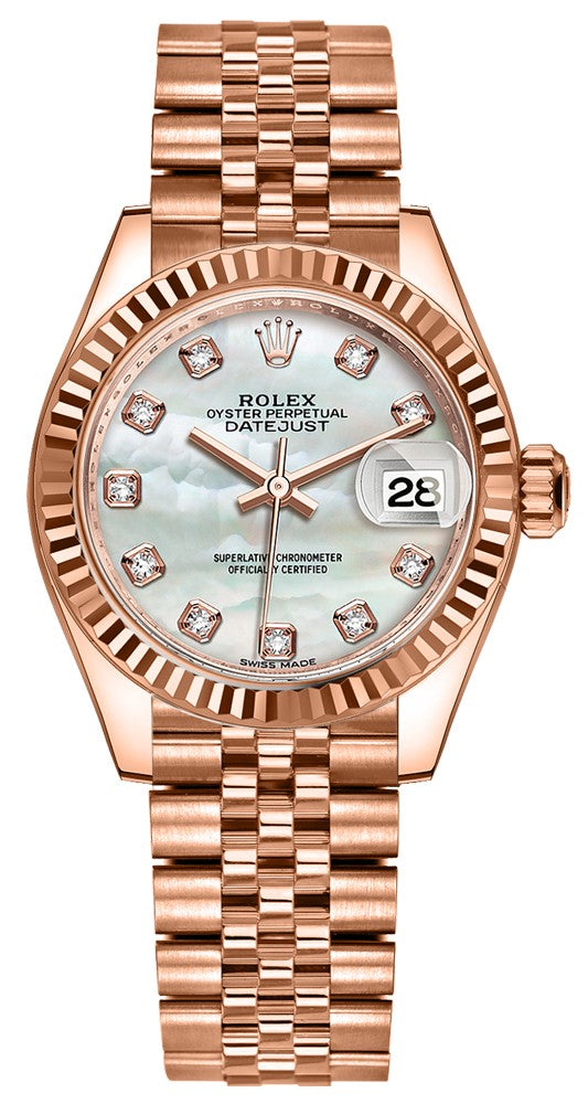 Rolex Lady-Datejust 28 Diamond Pearl Women's Watch 279175-0018