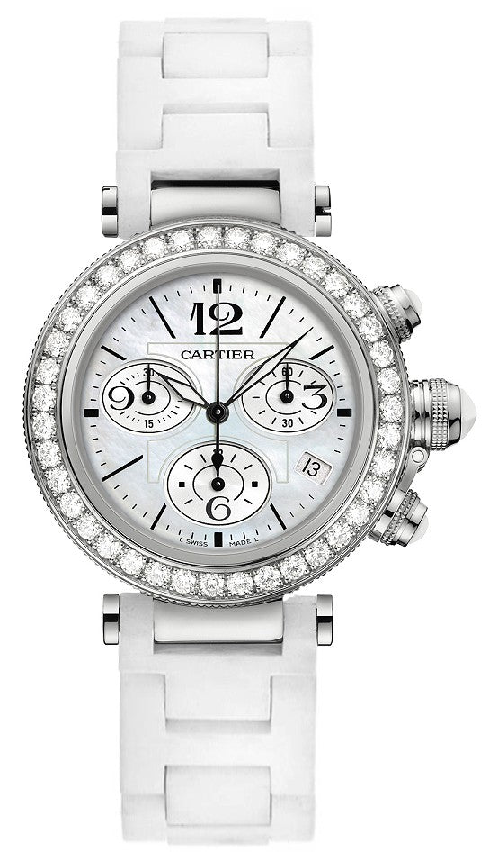 Cartier Pasha Seatimer White Gold Women's Watch WJ130003
