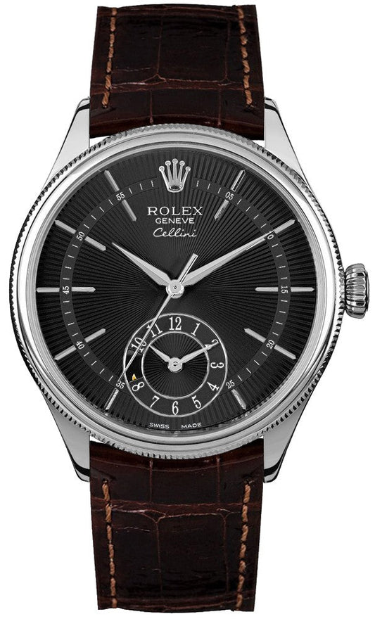 Rolex Cellini Dual Time Solid 18k White Gold Men's Watch 50529-0010
